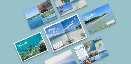 Verkoopfolder van het eiland Fondeado