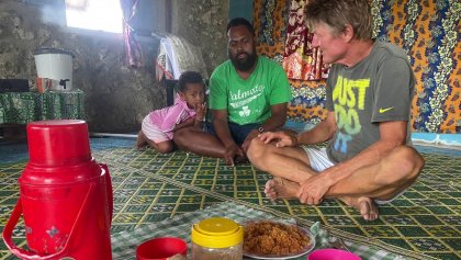 Huub bij zijn gastgezin.