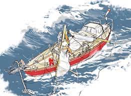 Bakstag gebroken, mast overboord