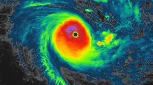 Trpoical storm zoals die op een weerkaart staat