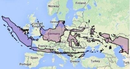 Projectie Indonesie op Europa